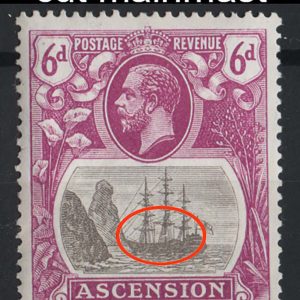 #012 Ascension 1924 6d grey-black & bright purple, the Broken Mainmast variety
