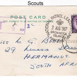 #948 South Africa 1967 Scouts: Brownsea Island National Patrol Leaders Camp on card