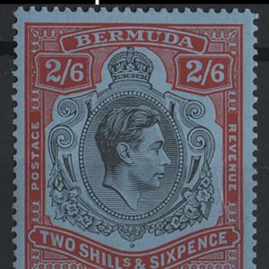 #063 Bermuda 1938 2/6d black & red/grey-blue line perf 14¼ um sg117a c£300
