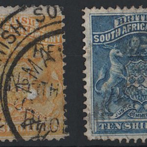 #937 Rhodesia 1892 5s orange-yellow sg8 vgu, nice cancel (?fiscal)