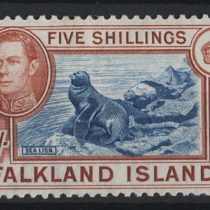 #136 Falklands 1938 5s blue & chestnut f mint sg161 c£140