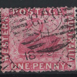 #996 Western Australia 1861 4d rose perf 14 wmk swan, shallow thin otherwise fu