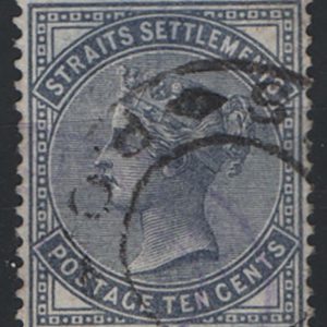#869 Malaya - Straits 1882 10c slate vfu sg49 c£90