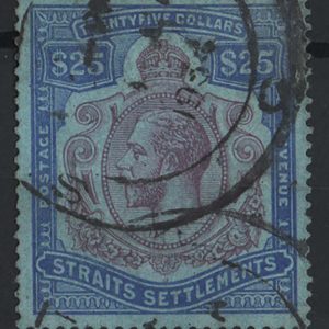 #871 Malaya - Straits 1921 $25 purple & blue/blue vgu sg240b c£200