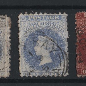 #954 South Australia Small Chalons used range incl wmk large star 1s