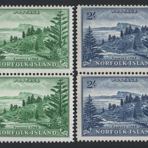 #926 Norfolk Is 1947 The 1969 values 3d emerald green & 2s deep blue in um blks of 4