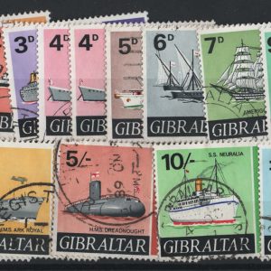 #795 Gibraltar 1967 Ships ½d - £1 set of 15 fu sg200-213 c£55 + an extra 4d