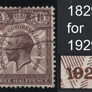 #581 GB 1929 PUC 1½d with the 1829 for 1929 variety sg436var NCom7c fu c£450 as mm