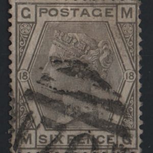 #382 GB 1880 6d grey plate 18 sg161 fu
