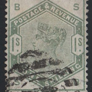 #421 GB 1883 1s green fu, good colour sg196 c£150