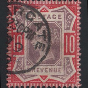 #444 GB 1887 10d dull purple & carmine sg210 vfu crisp Margate cds