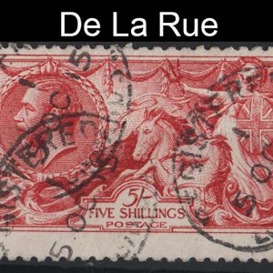 #560 GB 1915 De La Rue 5s bright carmine seahorse fu, centred high, early date