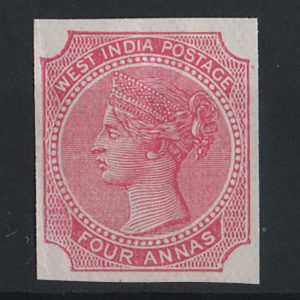 #376 GB 1879 De La Rue imperf Tender Essay in rose based on the India 4a