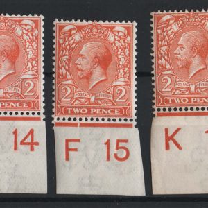 #536 GB 1912 2d control singles f mint: C14P, D14, F15, K17, K17P, M19 c£51