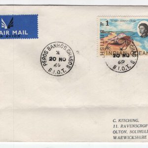 #074 British Indian Ocean 1969 Neat cover to UK, PEROS BANHOS, Chagos cds, BIOT