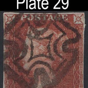 #827 Ireland 1841 1d red plate 29 EA fu, 4 close margins, Dublin MX sg8 c£125