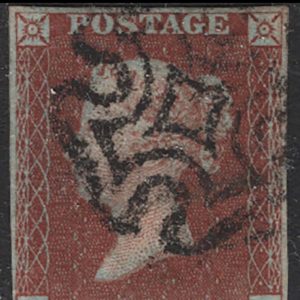 #208 GB 1841 1d red plate 30 OC fu, 4 good margins sg8 c£65