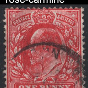#495 GB 1911 1d intense rose-carmine perf 15x14 fu, a scarce Hendon shade sg281var