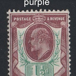 #496 GB 1911 1½d reddish-purple & yellow-green um, light gum tone, sg287var Spec
