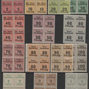 #781 Germany Germany Locals: group of 14 Bavaria railway stamps 5pf - 5M
