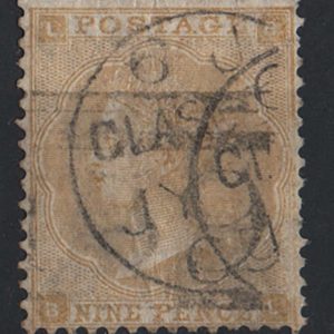 #298 GB 1862 9d straw fu cds sg87 c£325
