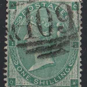 #299 GB 1862 1s deep green sg89 fu c£250