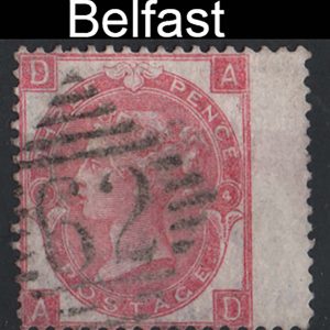 #305 GB 1865 3d rose plate 4 wmk emblems vfu, crisp '62' Belfast diamond sg92 c£120