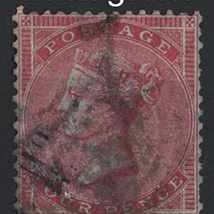 #262 GB 1855 4d carmine wmk small garter sg62 vgu, good strong colour c£300