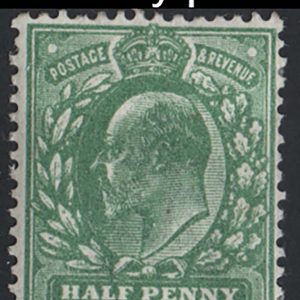 #487 GB 1911 ½d deep dull yellow-green very blotchy print perf 14 fresh m/mint