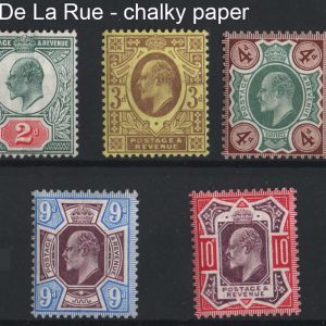 #467 GB 1902 De La Rue chalky paper set of 9 f mint sg223-259