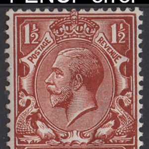 #535 GB 1912 1½d the PENCF error in an unusual deep chestnut shade, gum wrinkles
