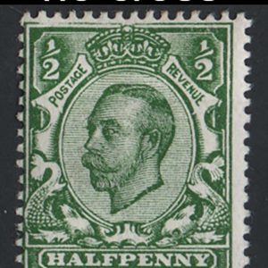 #509 GB 1911 ½d die 2 wmk crown deep green, no cross on crown variety