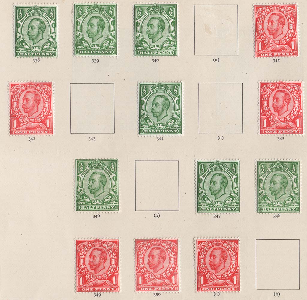 #510 GB 1911 ½d, 1d die 2 range of shades & watermarks f mint: sg339+