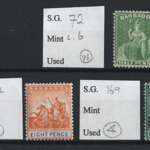 #055 Barbados 1875-1909 group of 3 vf mint sg72, 112, 169 c£59+