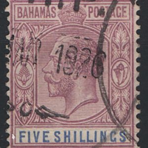 #029 Bahamas 1921 5s wmk script fu sg124 c£65