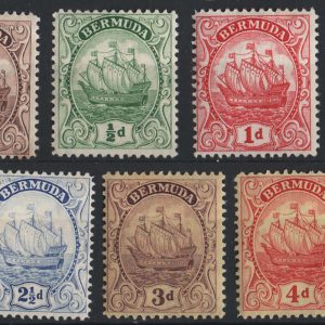#060 Bermuda 1922 Ships range of values to 6d um incl 1d scarlet type III sg79
