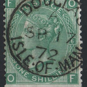 #833 Isle of Man 1867 1s green plate 6 vfu crisp 1972 Douglas IoM cds sg115