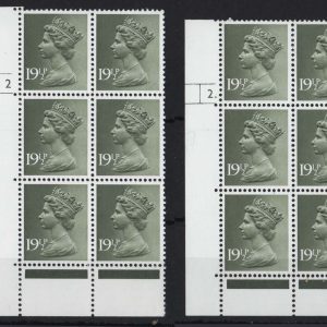 #753 GB Machin cyl blks 19½p olive-grey cyl 2 and 2 dot MCC£25