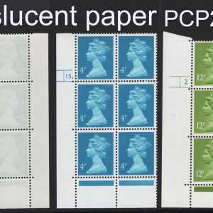 #765 GB Machin cyl blks 4p new blue cyl 15 dot, translucent paper, also 12p