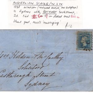 #900 New South Wales 1856 2d blue sg112 used on reduced cover franked 9
