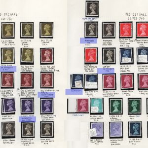 #648 GB 1967 Specialised Machin um collection with several phosphor omitted