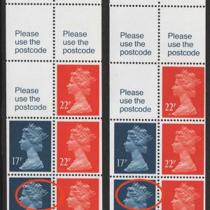 #695 GB 1991 Machin Gravure 17p/22p booklet pane (ex £1 Mills booklet)