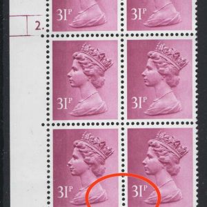 #761 GB Machin cyl blks 31p ACP/PVAD cyl 2 dot, the 17-PIN variety (row 20) cyl blk