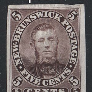 #891 New Brunswick 1860 5c brown Charles Connell sg13 imperf plate proof