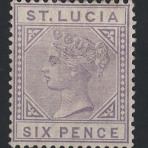 #963 St Lucia 1883 6d lilac wmk CA perf 14 f mint sg35 c£300