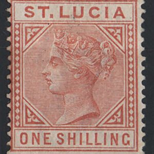 #964 St Lucia 1883 1s orange-brown wmk CA perf 14 f mint sg36 c£450