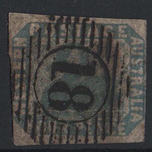 #994 Western Australia 1854 4d blue swan imperf sg3 cut square fu margins
