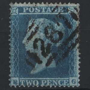 #244 GB 1854 2d pale blue small crown perf 16 plate 4 RG sg20 fu c£75