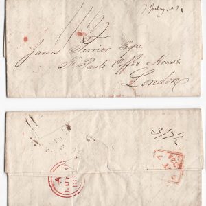 #162 GB 1821 Neat cross-written entire EL from Dublin to St Paul's Coffee House, London