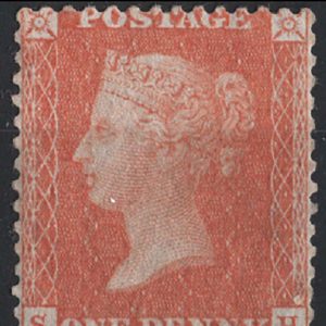 #251 GB 1854 1d pale dull orange die 2 small crown perf 14 sg25 mint no gum